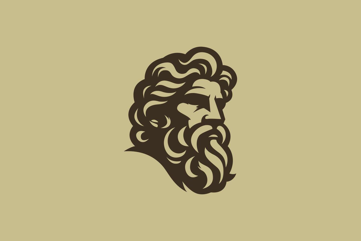 Head Face with Beard Illustration Zeus Logo Sign Symbol Greek Mythology Business Masculine Brand Identity vector