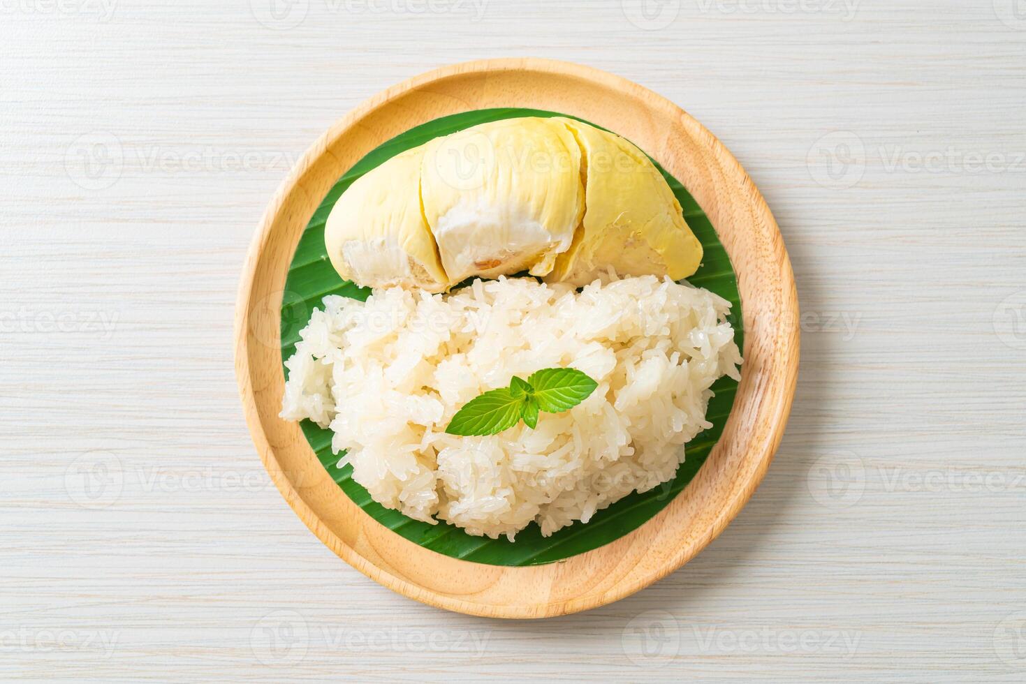 Durian sticky rice on plate photo