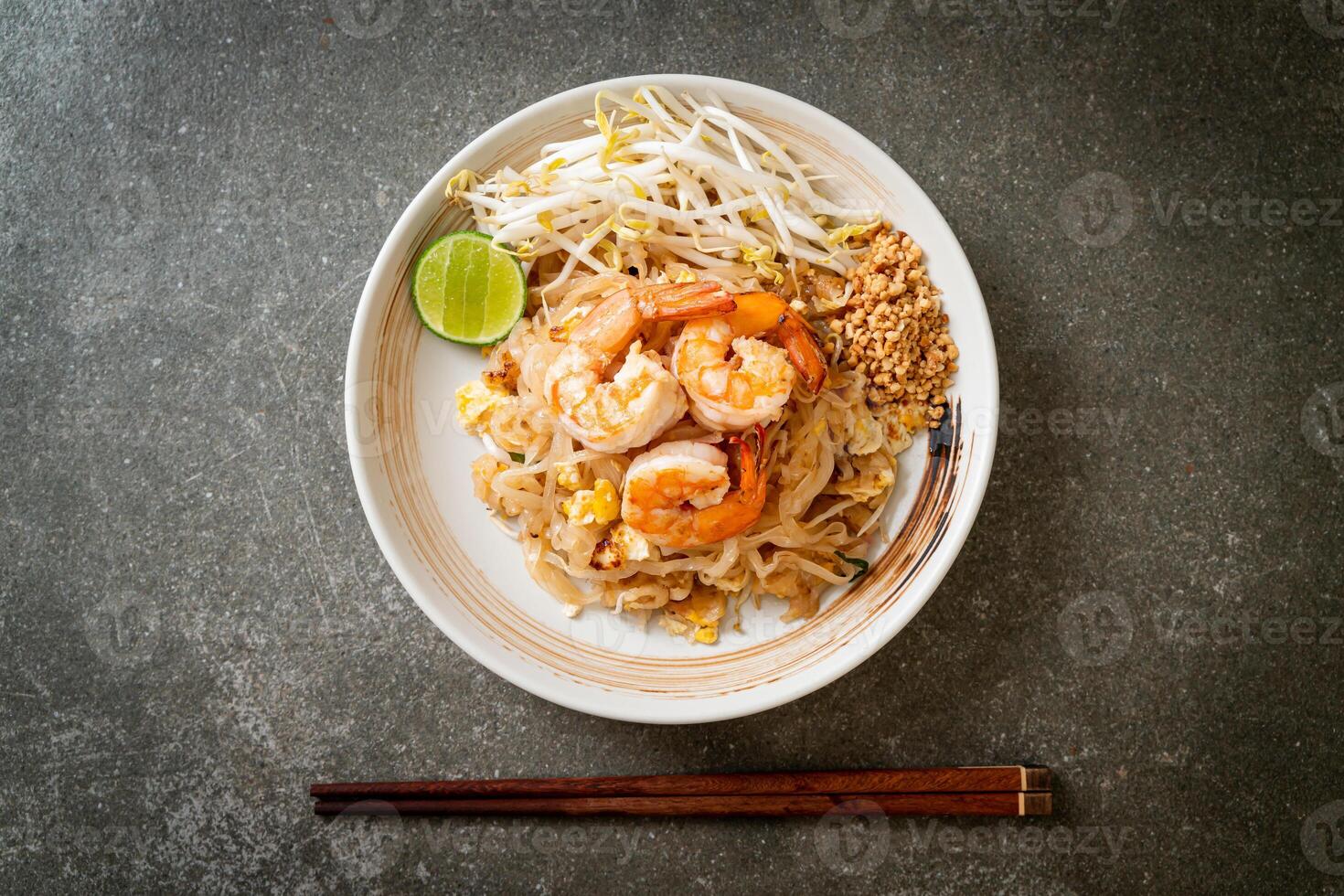 stir-fried noodles with shrimp and sprouts or Pad Thai photo