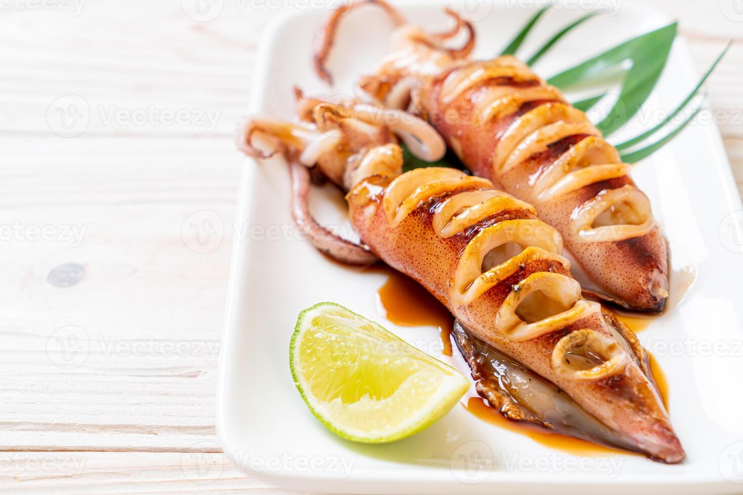 grilled squid with teriyaki sauce photo