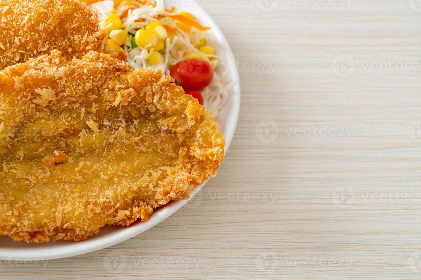 fish and chips with mini salad photo