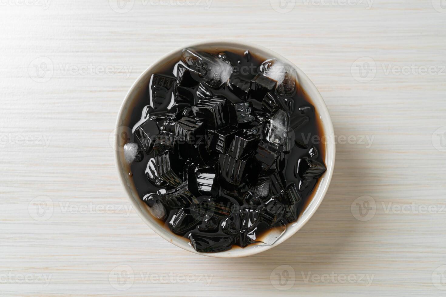 Black grass jelly with ice photo