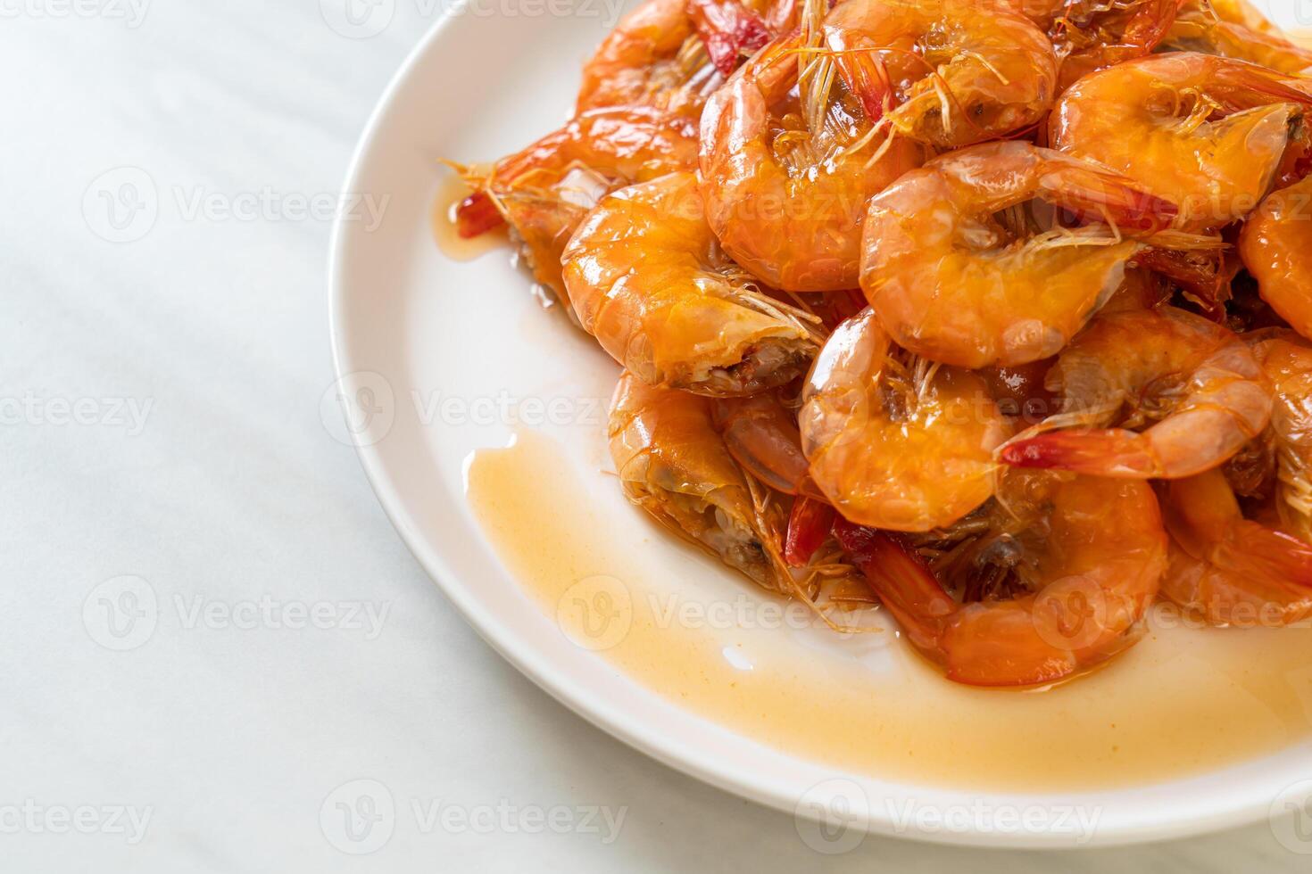 Sweet shrimps is Thai dish which cooks with fish sauce and sugar photo
