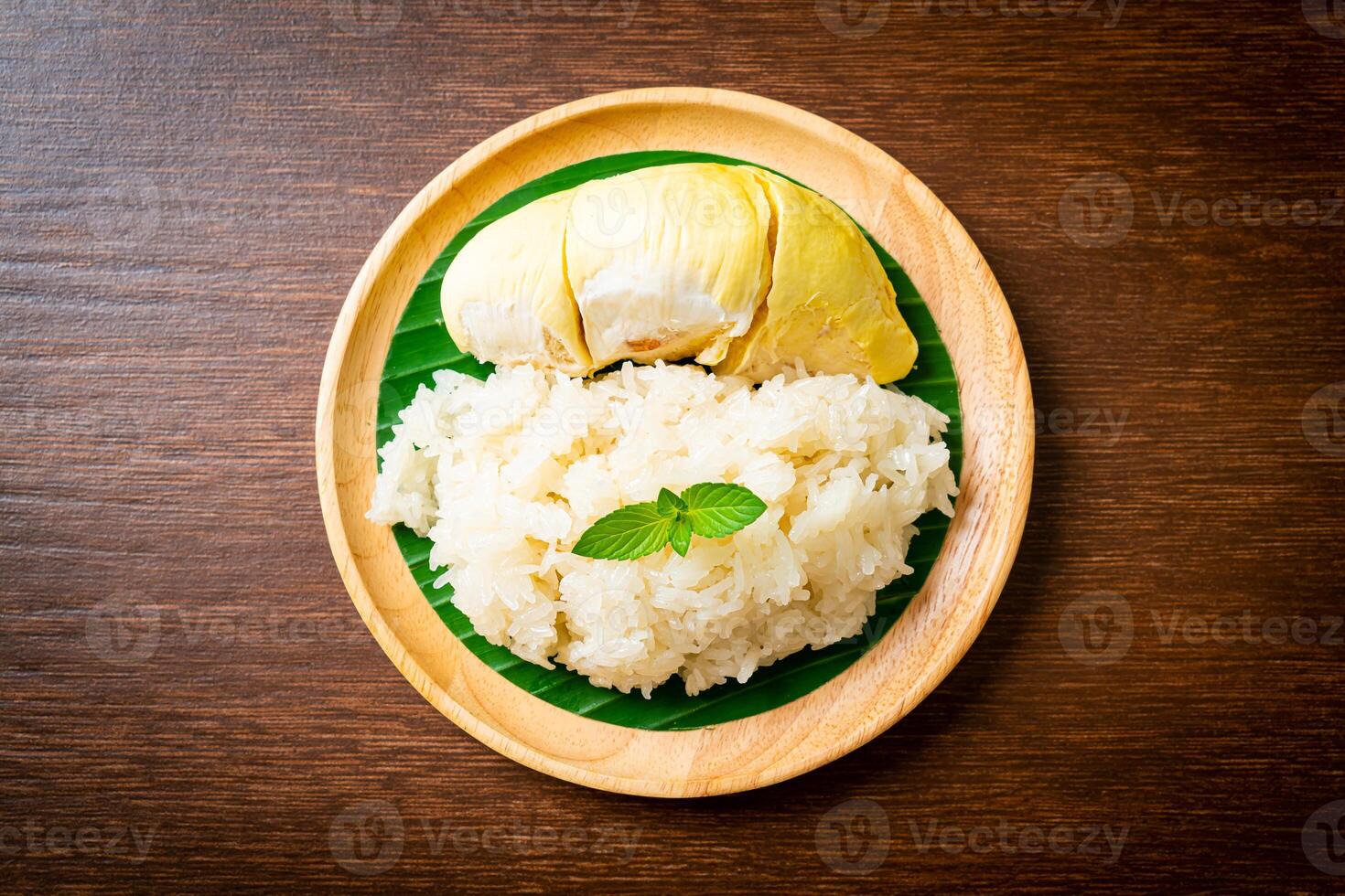 Durian sticky rice on plate photo