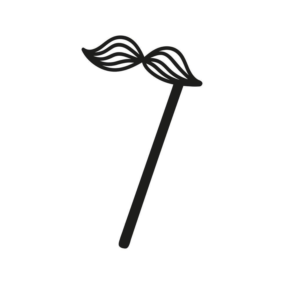 Carnival moustache mask on the stick. Hand drawn doodle illustration, props on event vector