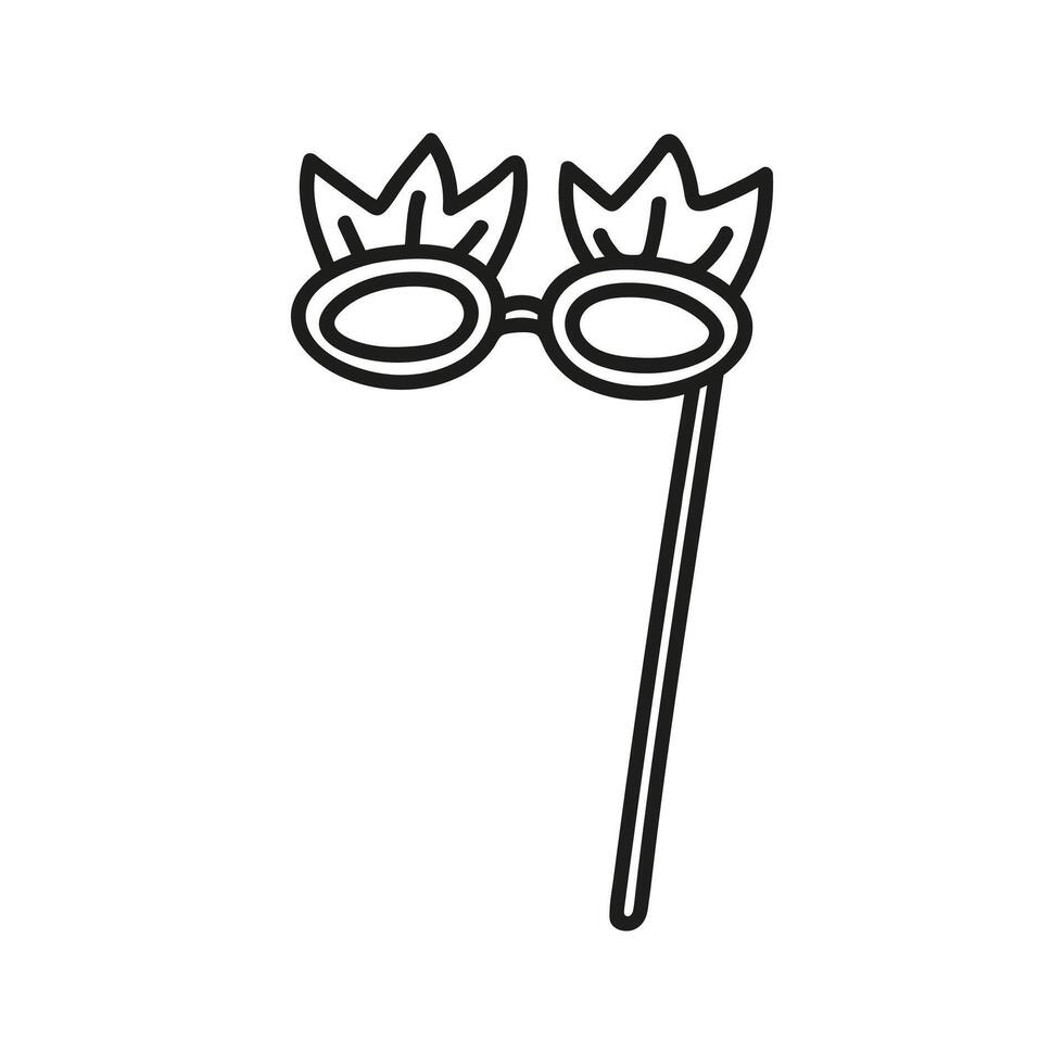 Carnival glasses mask on the stick. Hand drawn doodle illustration, props on event vector