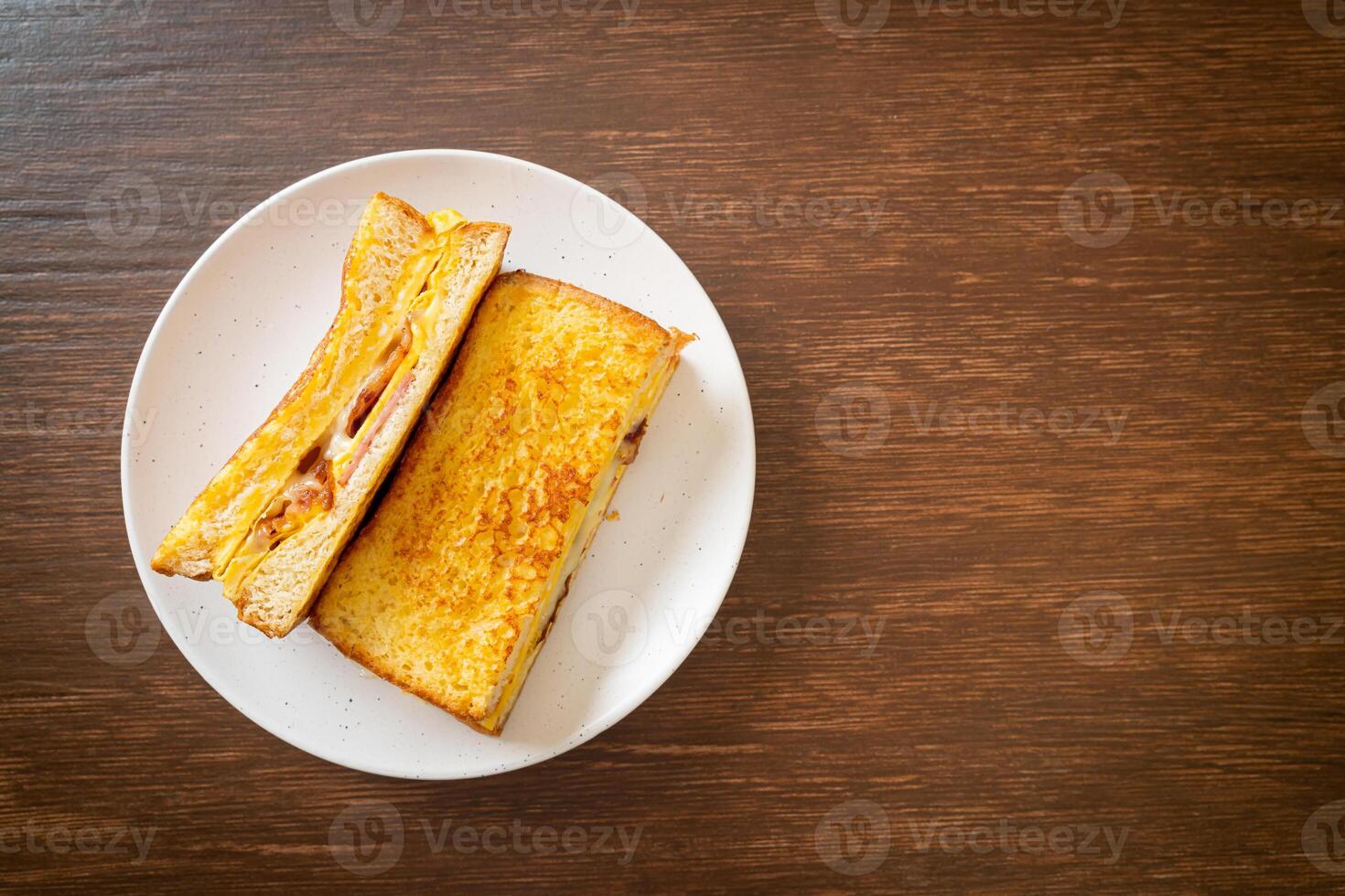 French toast ham bacon cheese sandwich photo
