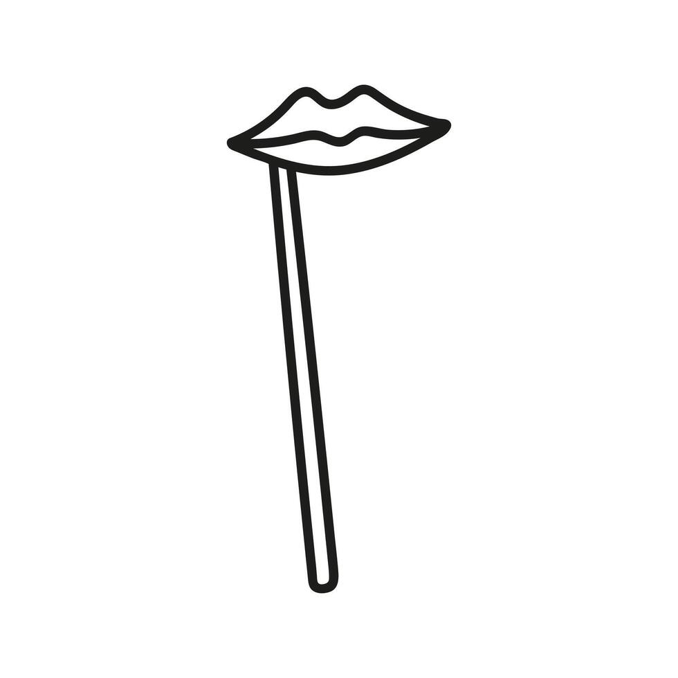 Carnival lips mask on the stick. Hand drawn doodle illustration, props on event vector
