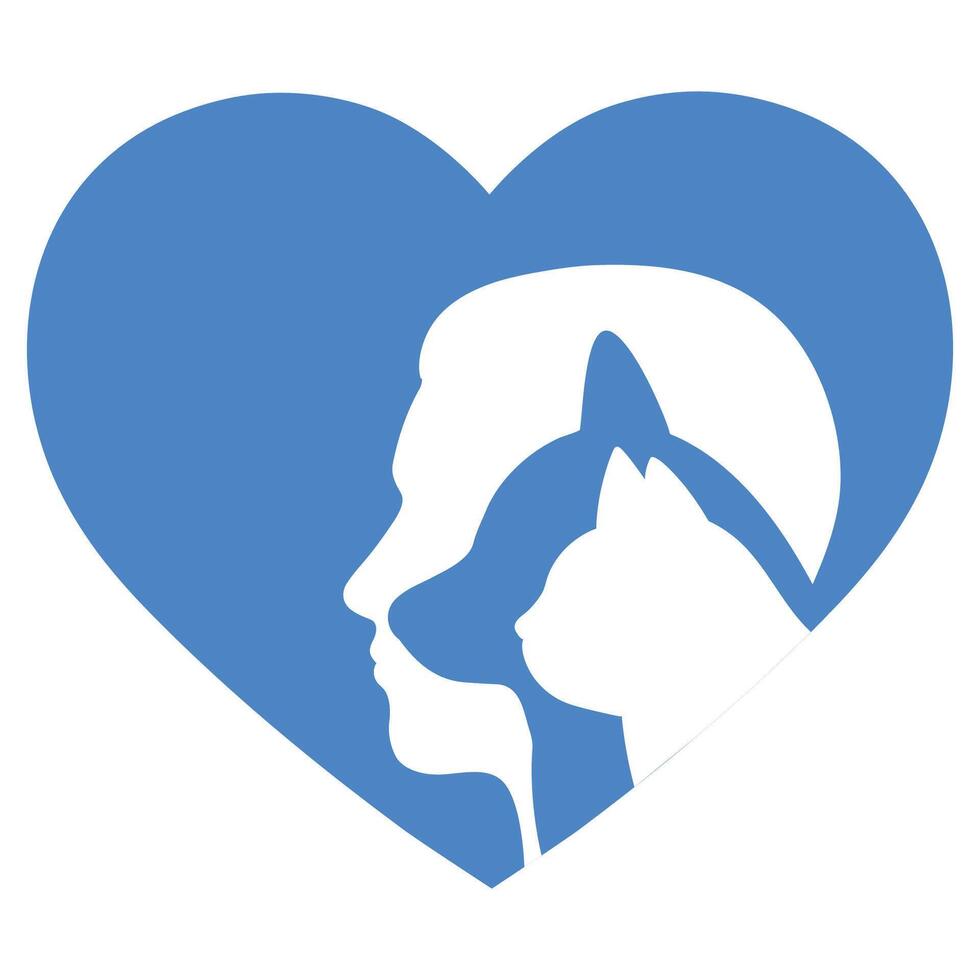 Silhouette of a man's head with pets in his heart vector