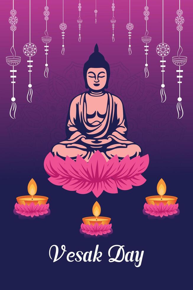 plano vertical póster modelo para vesak día ilustración festival celebracion social medios de comunicación enviar y vesak día bandera vector