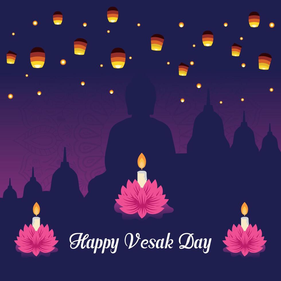 plano vesak día ilustración festival celebracion social medios de comunicación enviar y vesak día bandera vector