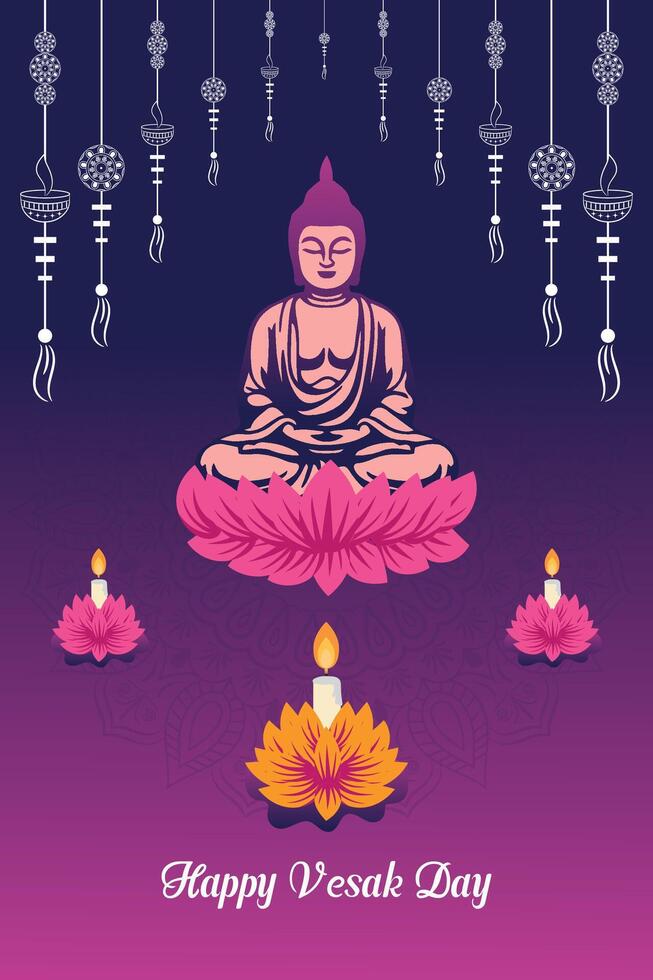 plano vertical póster modelo para vesak día ilustración festival celebracion social medios de comunicación enviar y vesak día bandera vector