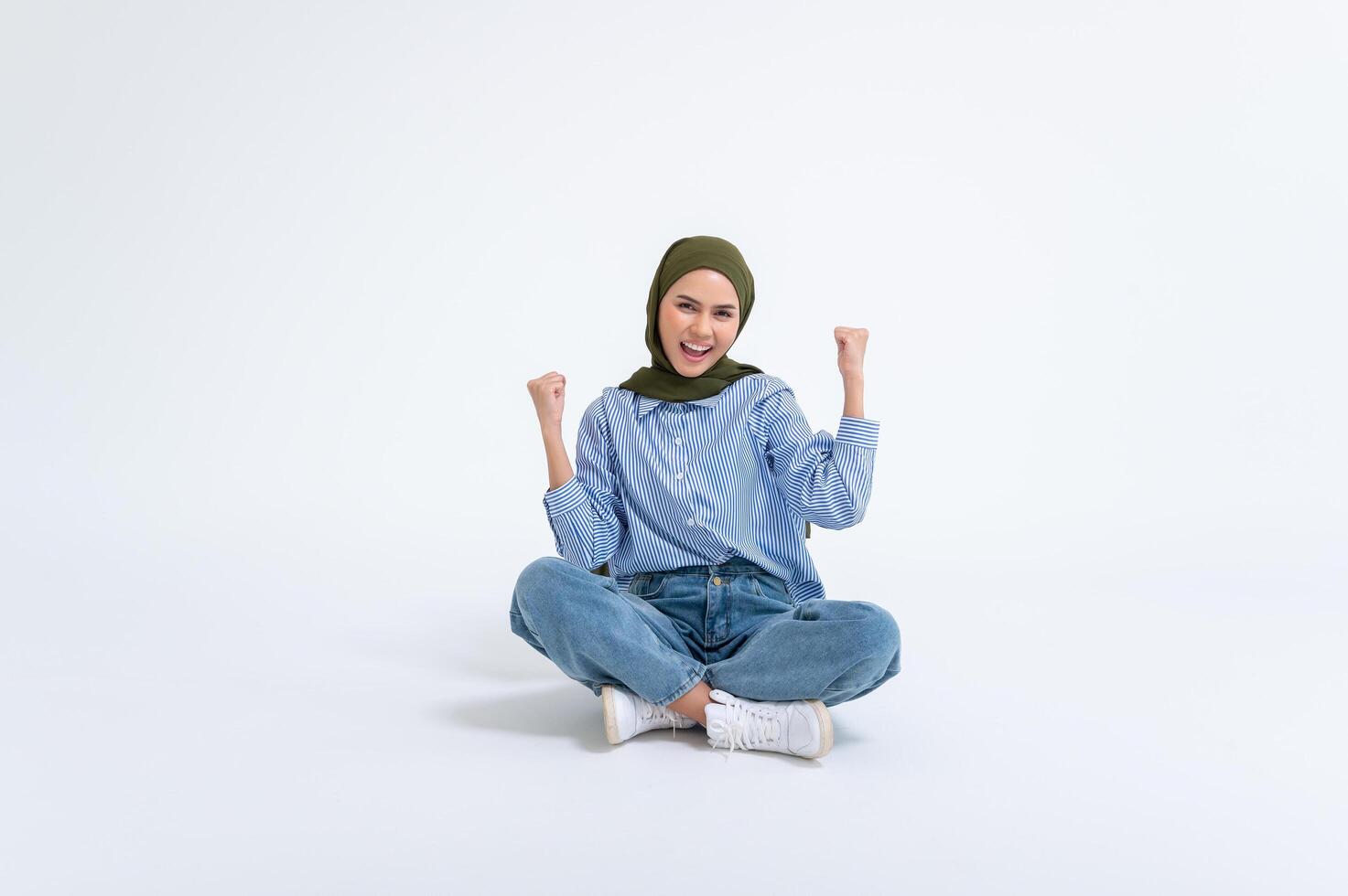 portrait  of young Beautiful woman with hijab on white background photo