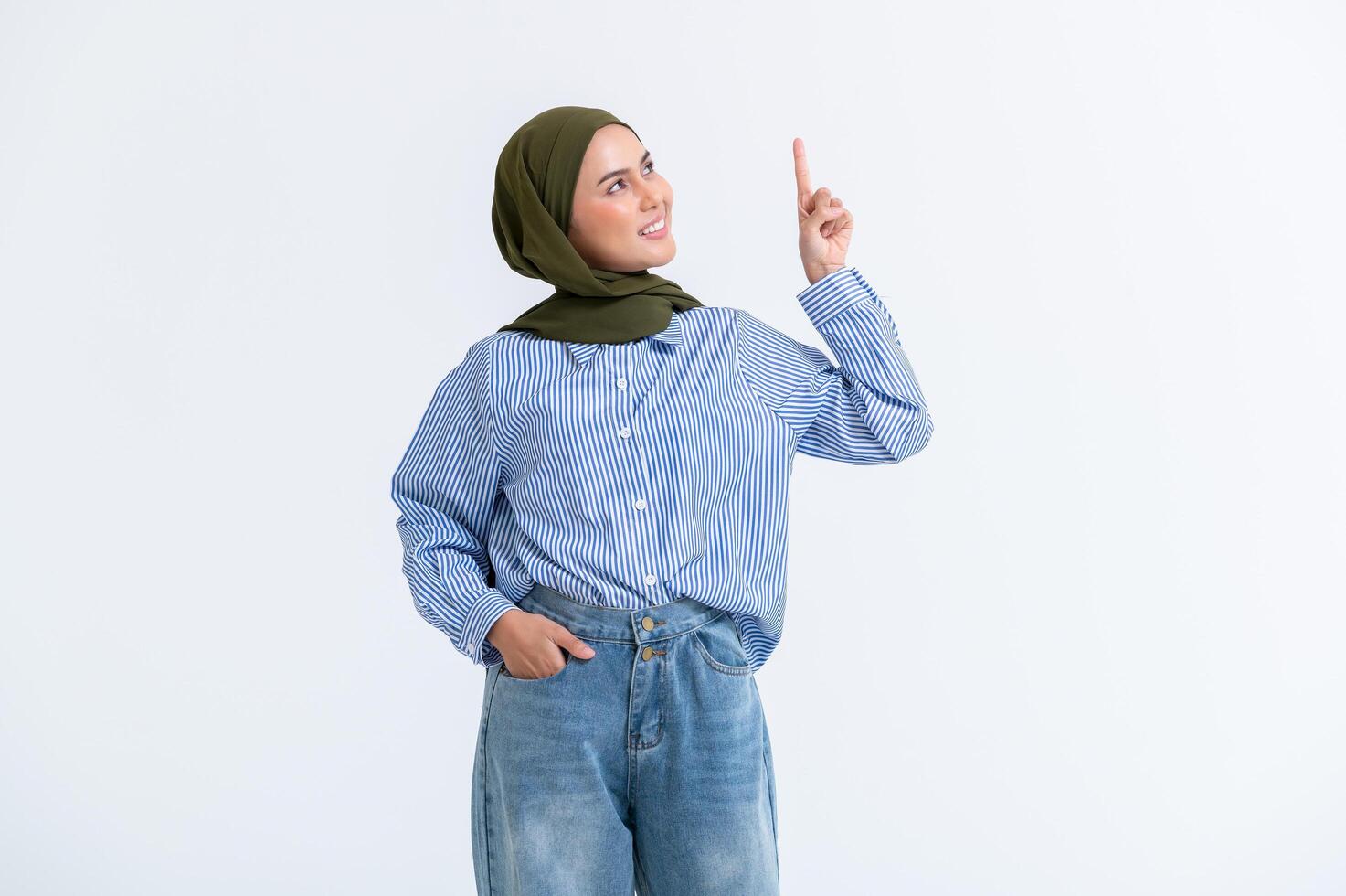 portrait  of young Beautiful woman with hijab on white background photo
