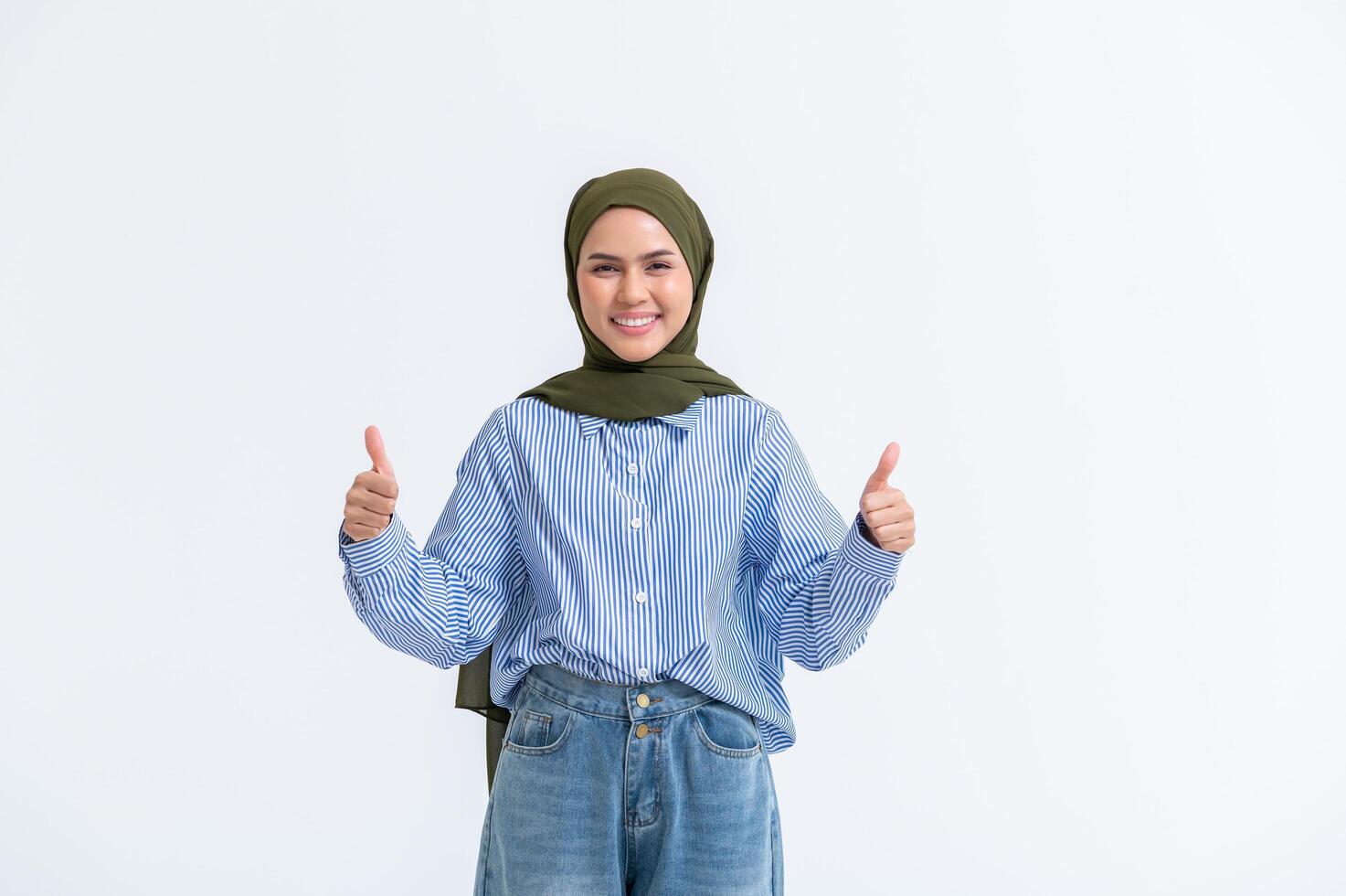 portrait  of young Beautiful woman with hijab on white background photo