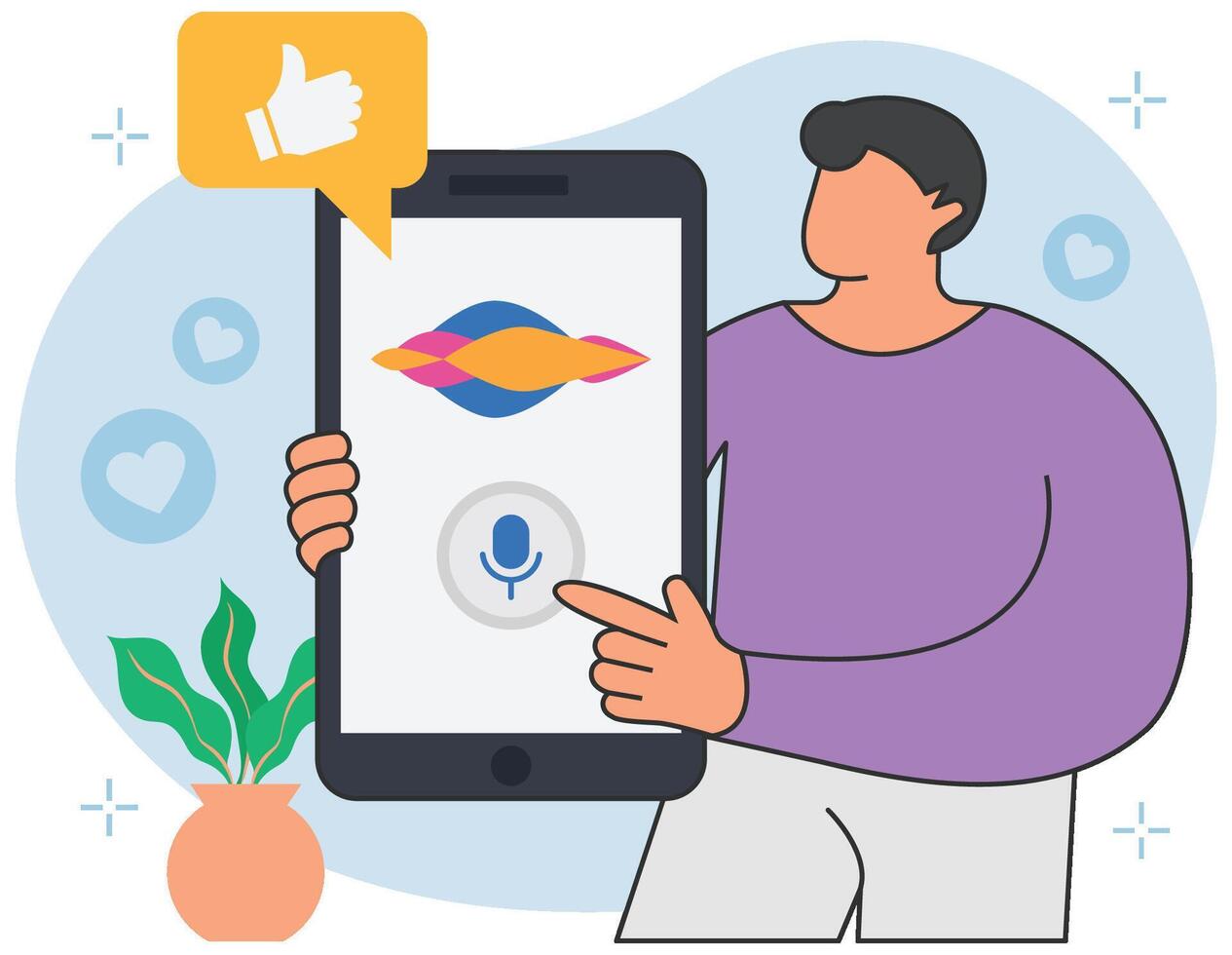 Voice recording assistant background illustration vector