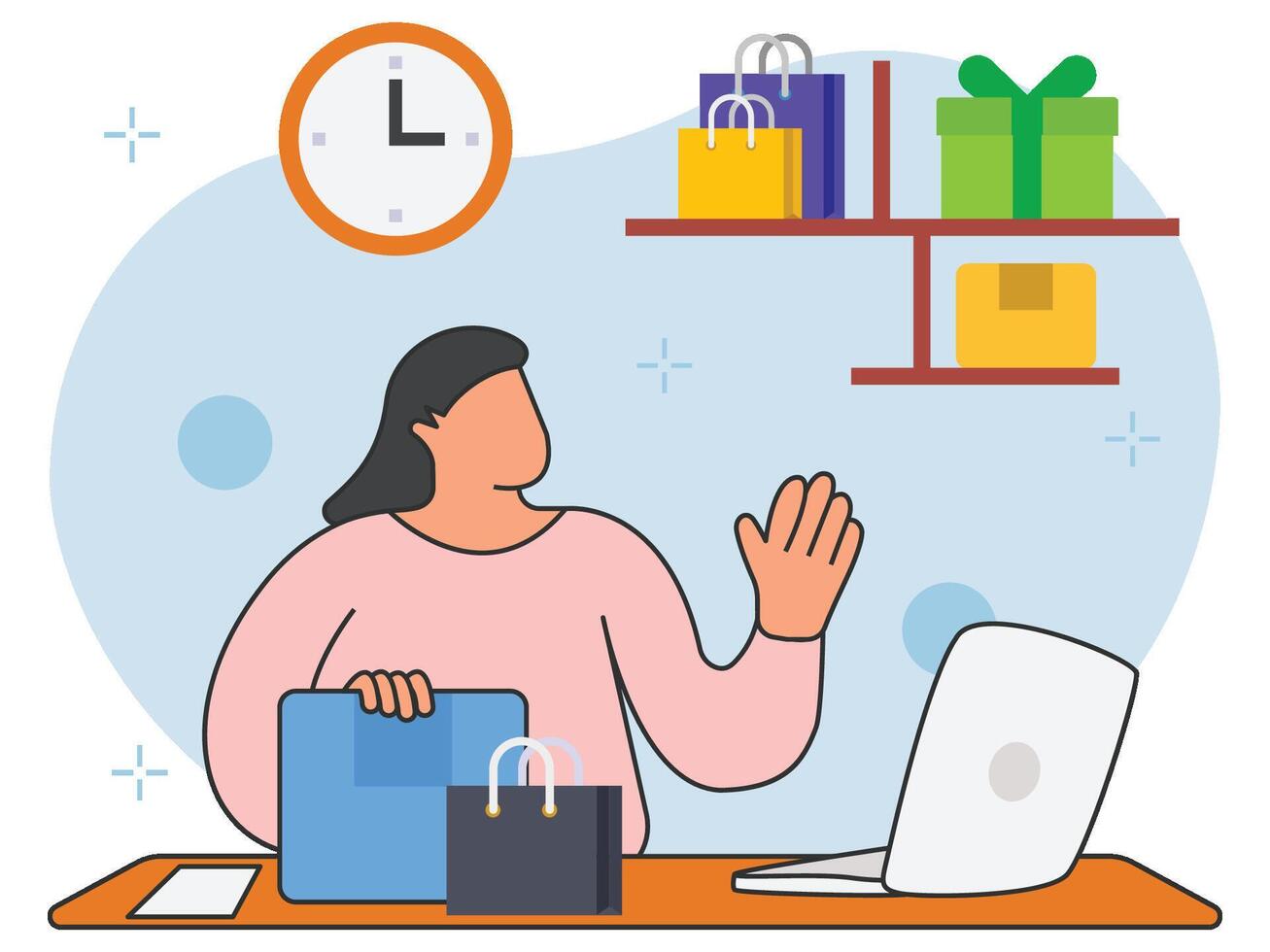 Online shopping parcel background illustration vector