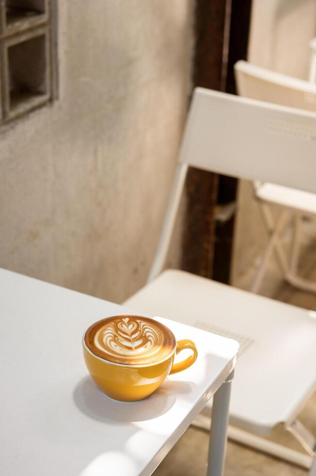 Wing Latte Art in cafe shop. photo