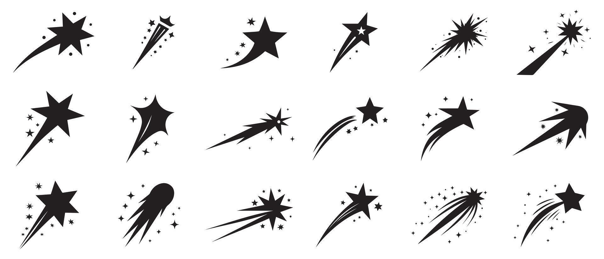 Falling Star icons space element night galaxy design. vector