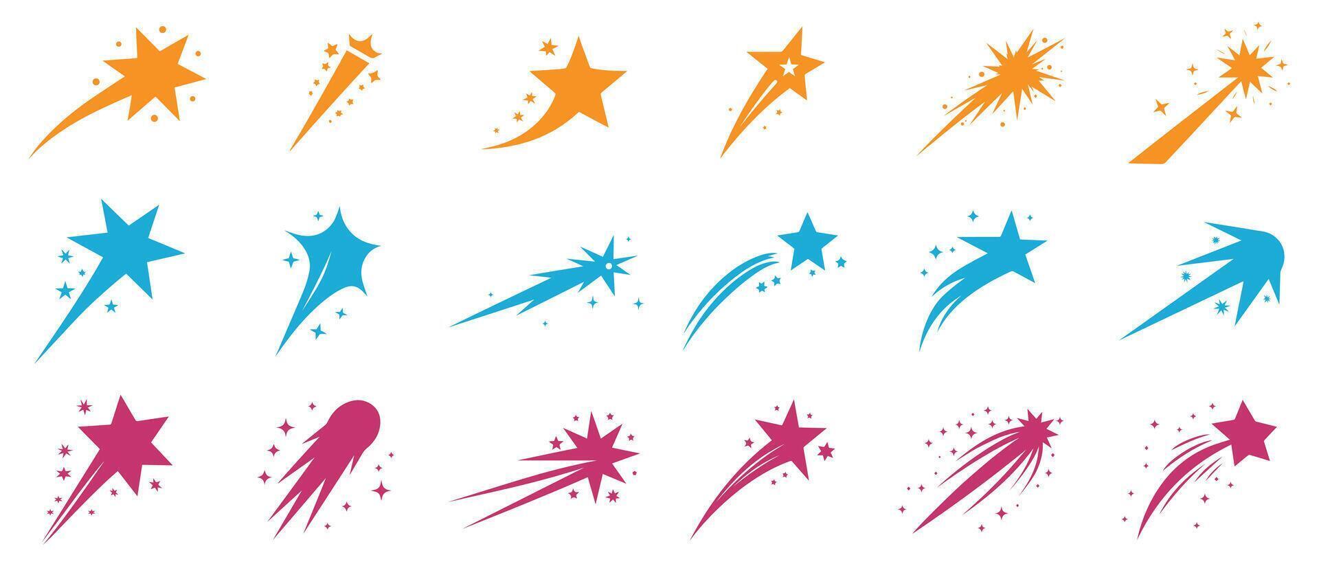 Falling Star icons space element night galaxy design. vector