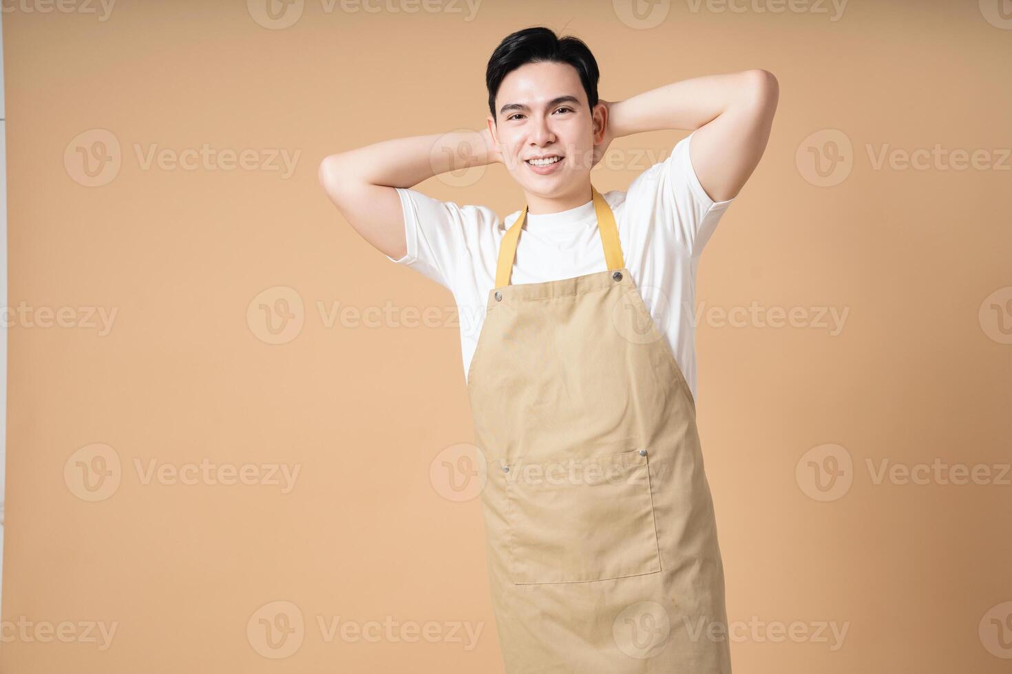 Photo of young Asian man on background