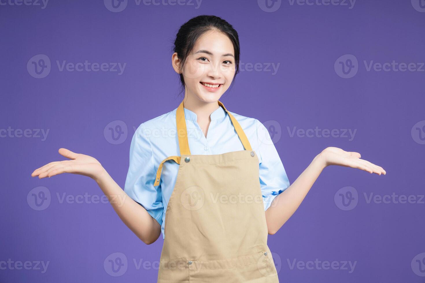Image of young Asian woman on background photo