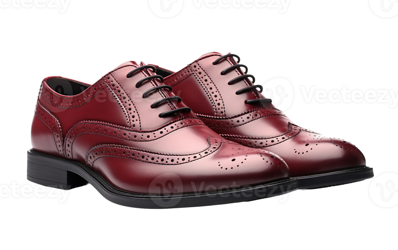 The Allure of Deep Burgundy Brogues On Transparent Background png