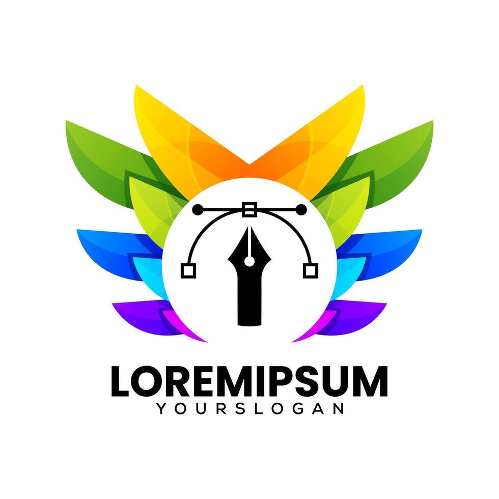 pen tool icon logo design vector