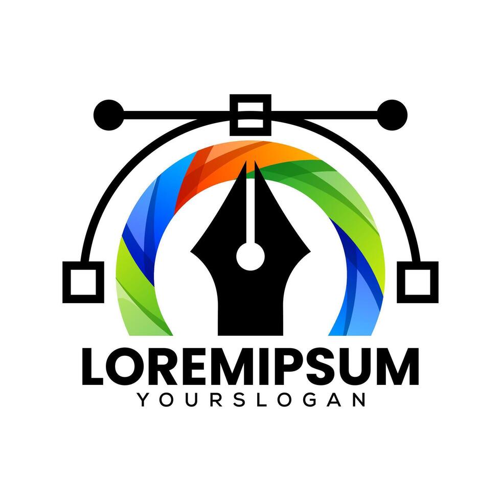 pen tool icon logo design vector