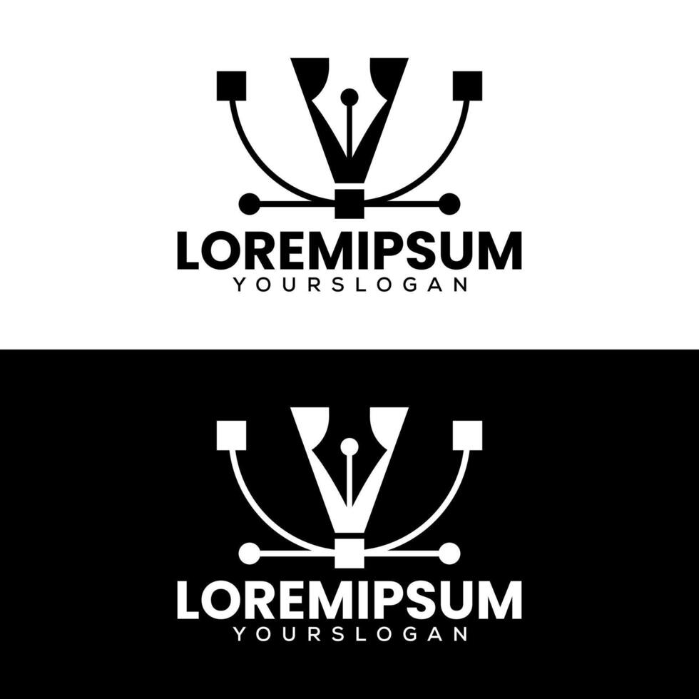 pen tool icon logo design vector