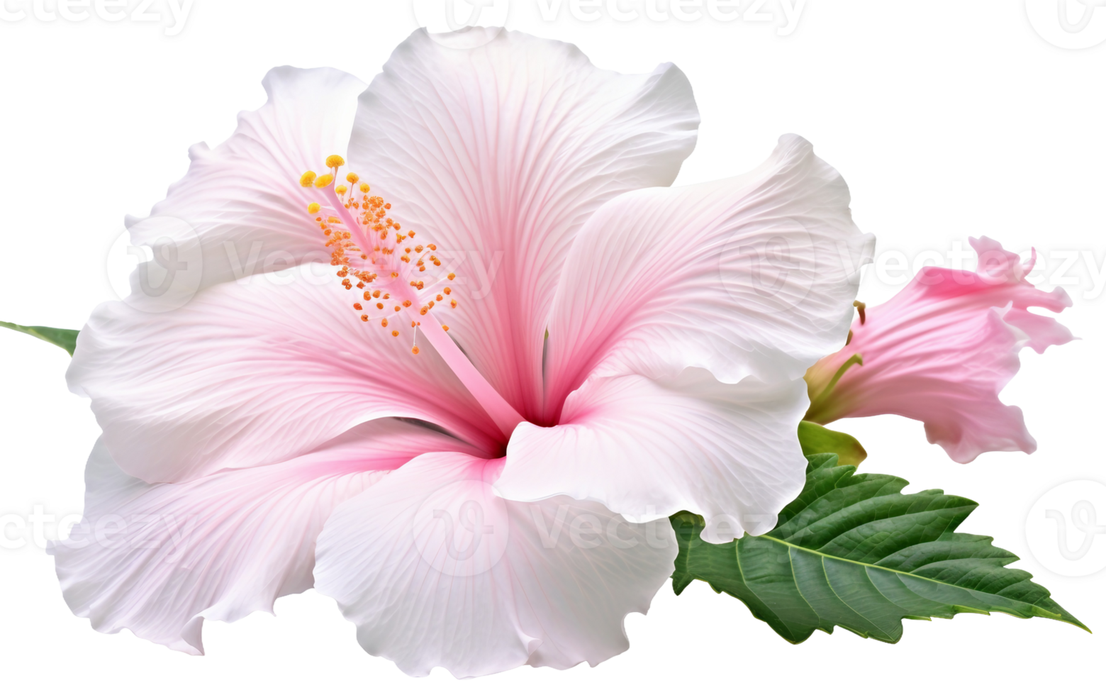 Graceful White and Pink Hibiscus On Transparent Background png