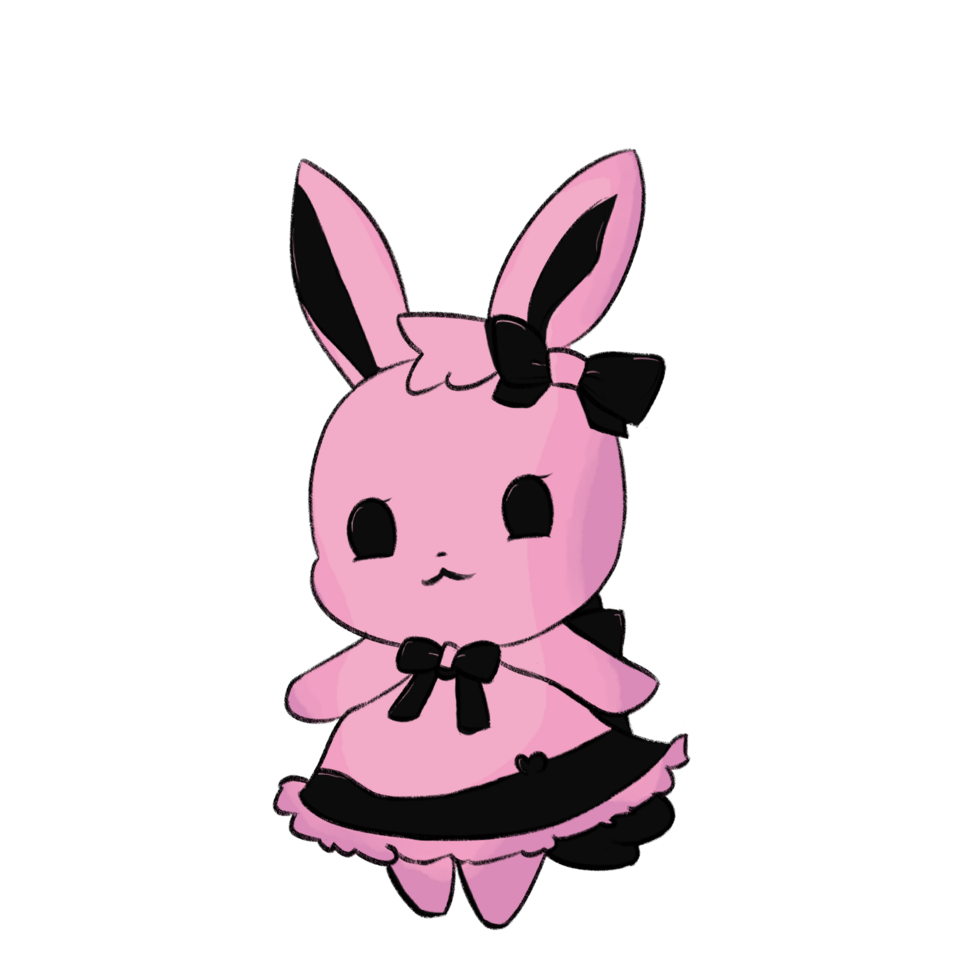 Cute rabbit with big pink ears. isolated illustration. animal cartoon character, illustration. png