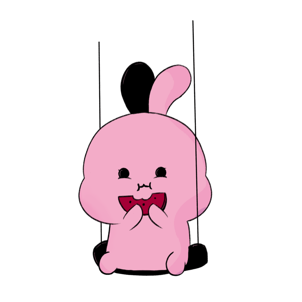 Cute rabbit with big pink ears. isolated illustration. animal cartoon character, illustration. png