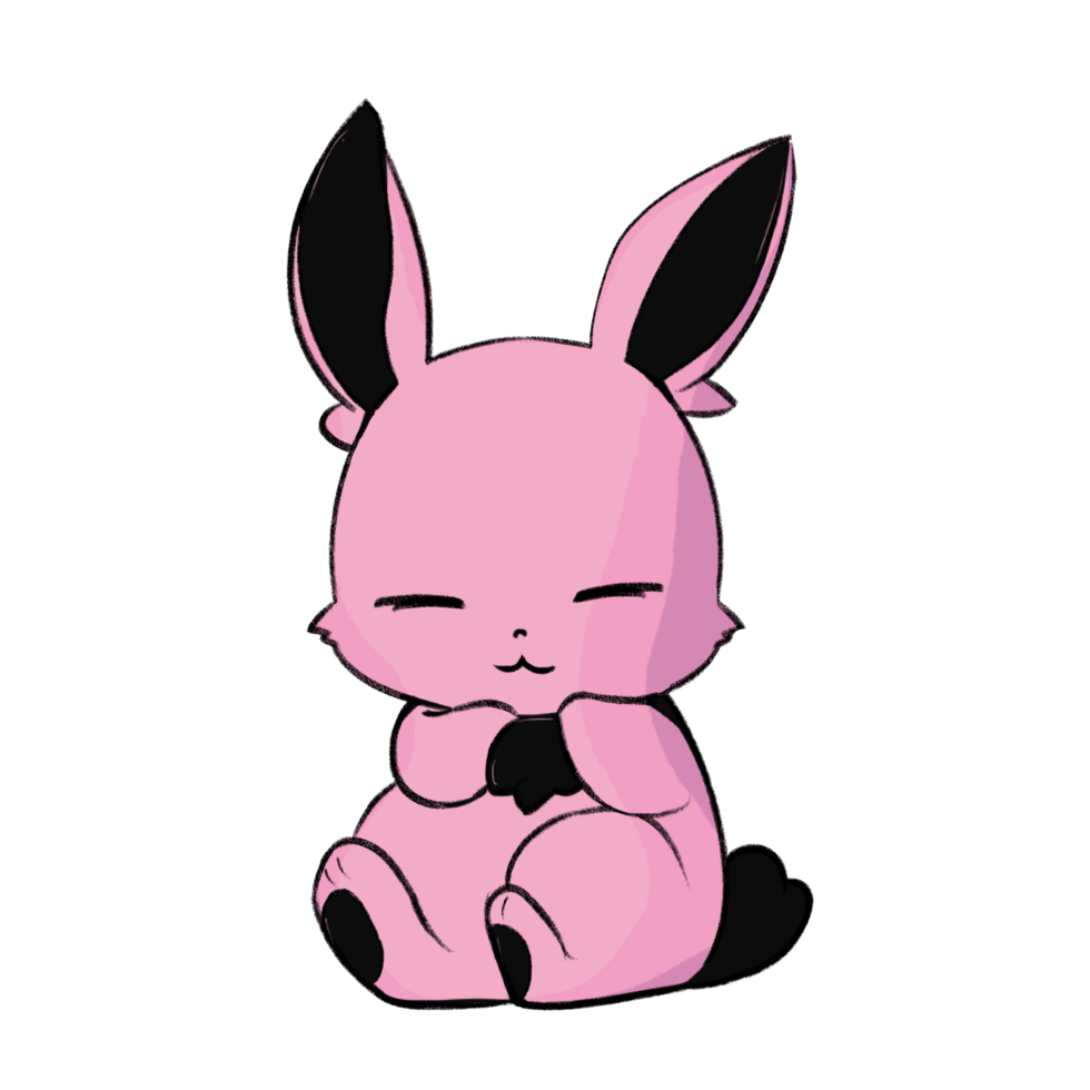 Cute rabbit with big pink ears. isolated illustration. animal cartoon character, illustration. png
