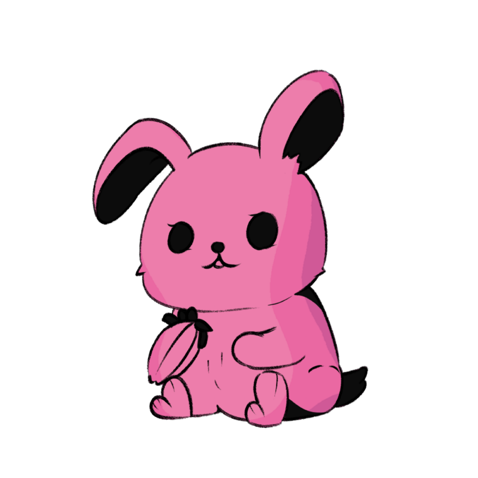 Cute rabbit with big pink ears. isolated illustration. animal cartoon character, illustration. png