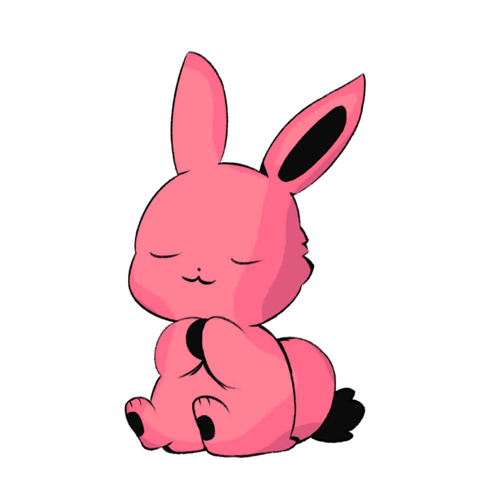 Cute rabbit with big pink ears. isolated illustration. animal cartoon character, illustration. png