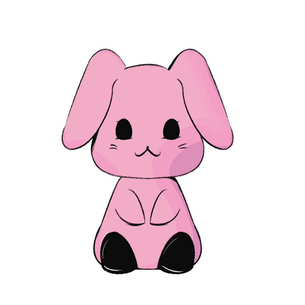 Cute rabbit with big pink ears. isolated illustration. animal cartoon character, illustration. png