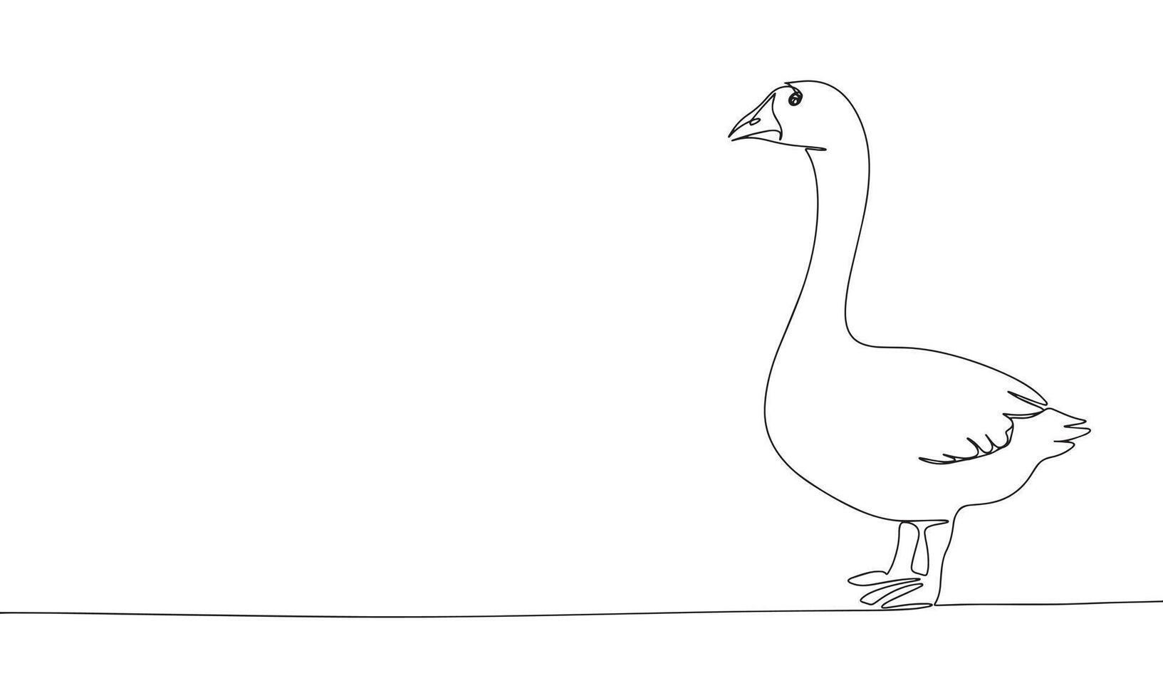 Goose one line continuous. Line art farm banner concept. Hand drawn art. vector