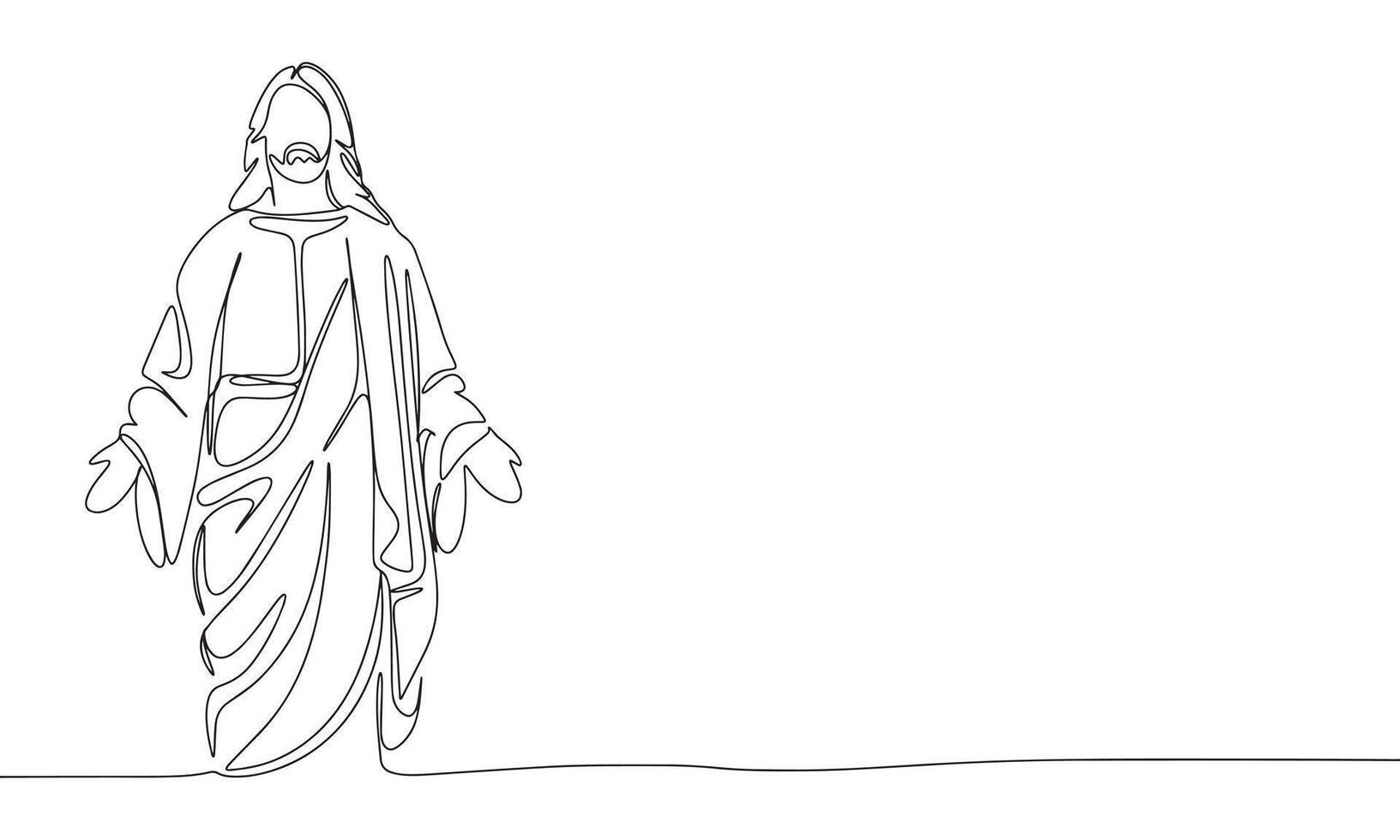 Jesus one line continuous. Line art religion banner concept. Hand drawn art. vector