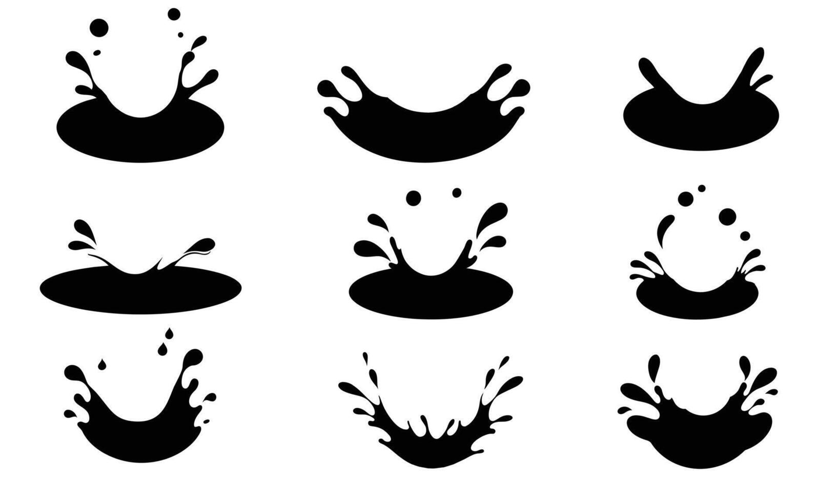 Collection of splash liquid silhouettes. Hand drawn art. vector