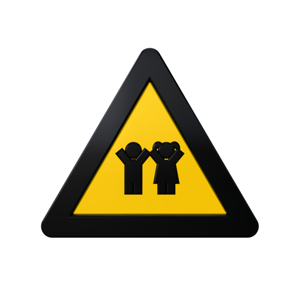 Warning Sign 3D render png