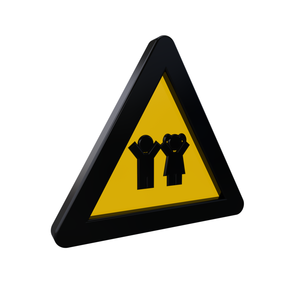 Warning Sign 3D render png