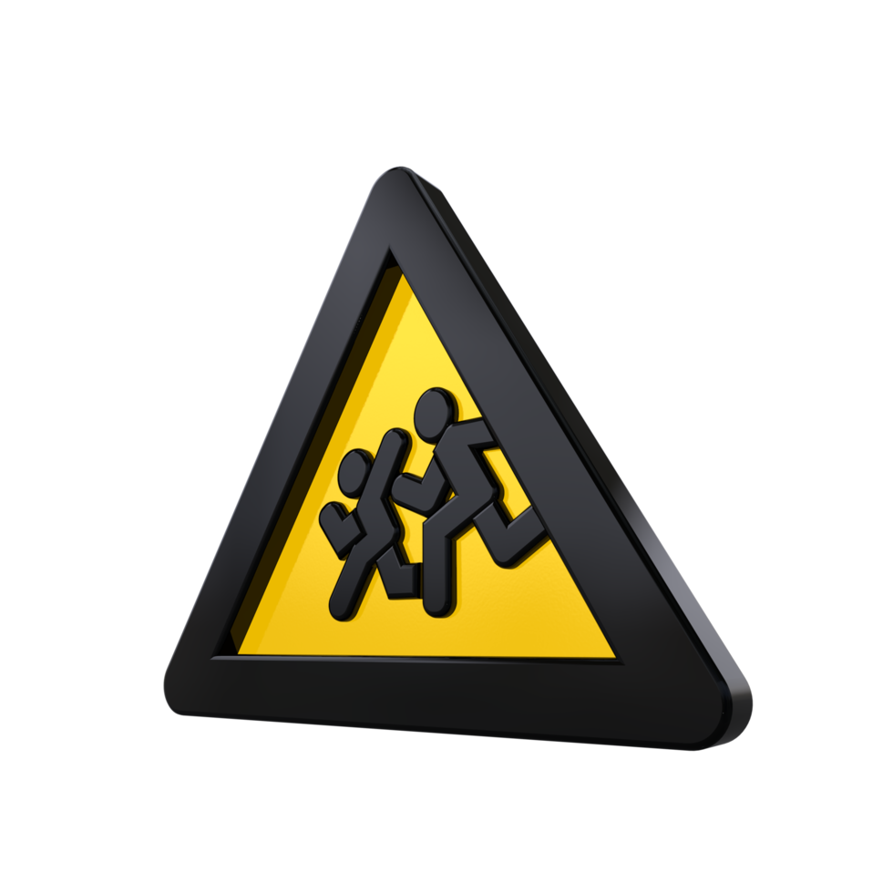 Warning Sign 3D render png