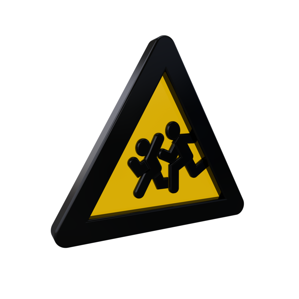 Warning Sign 3D render png