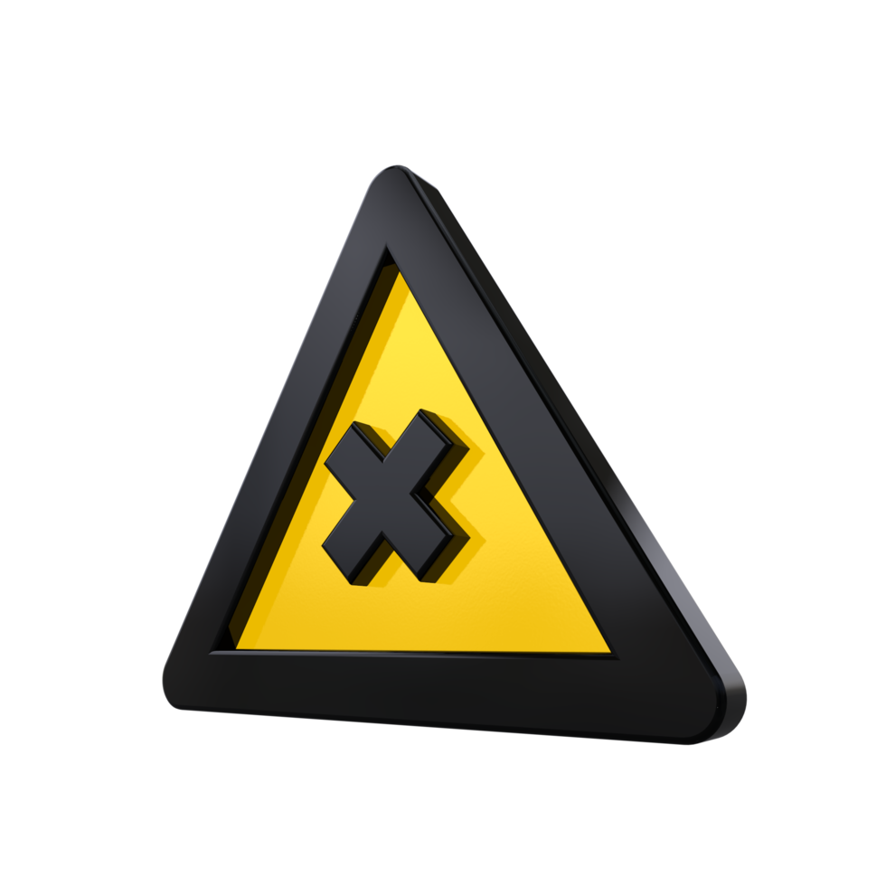 Warning Sign 3D render png