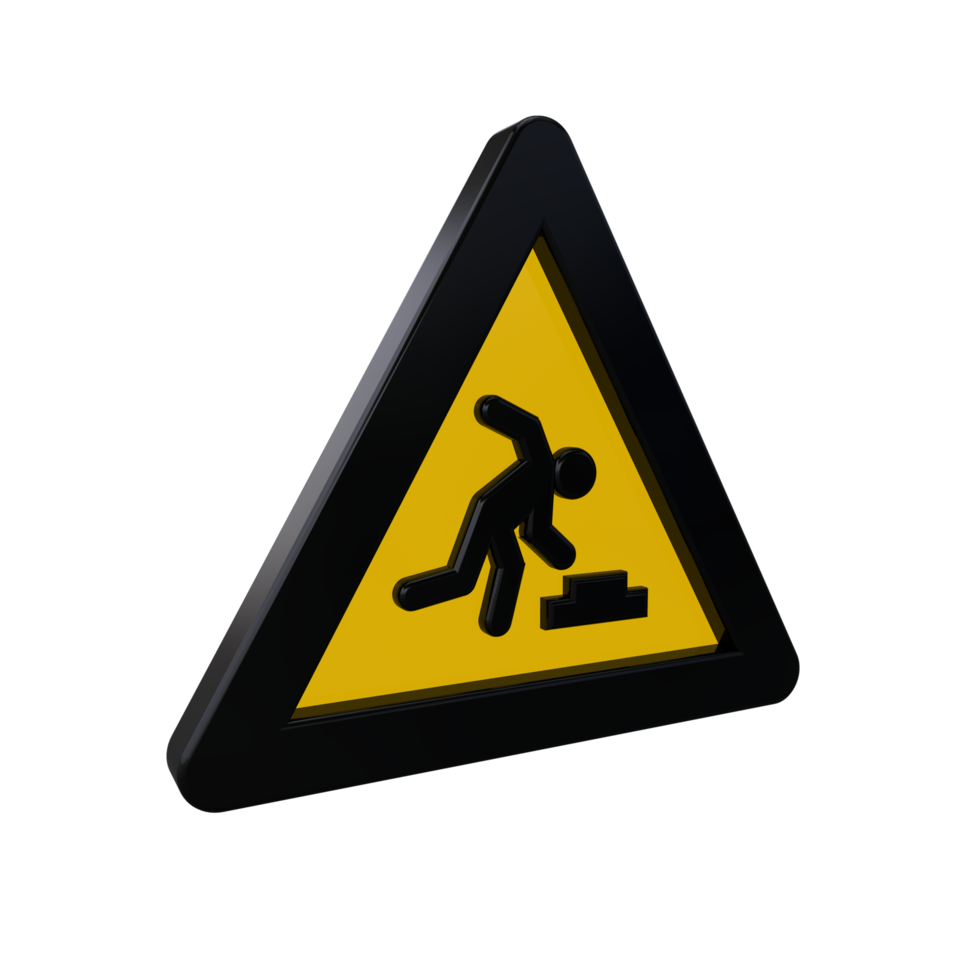 Warning Sign 3D render png