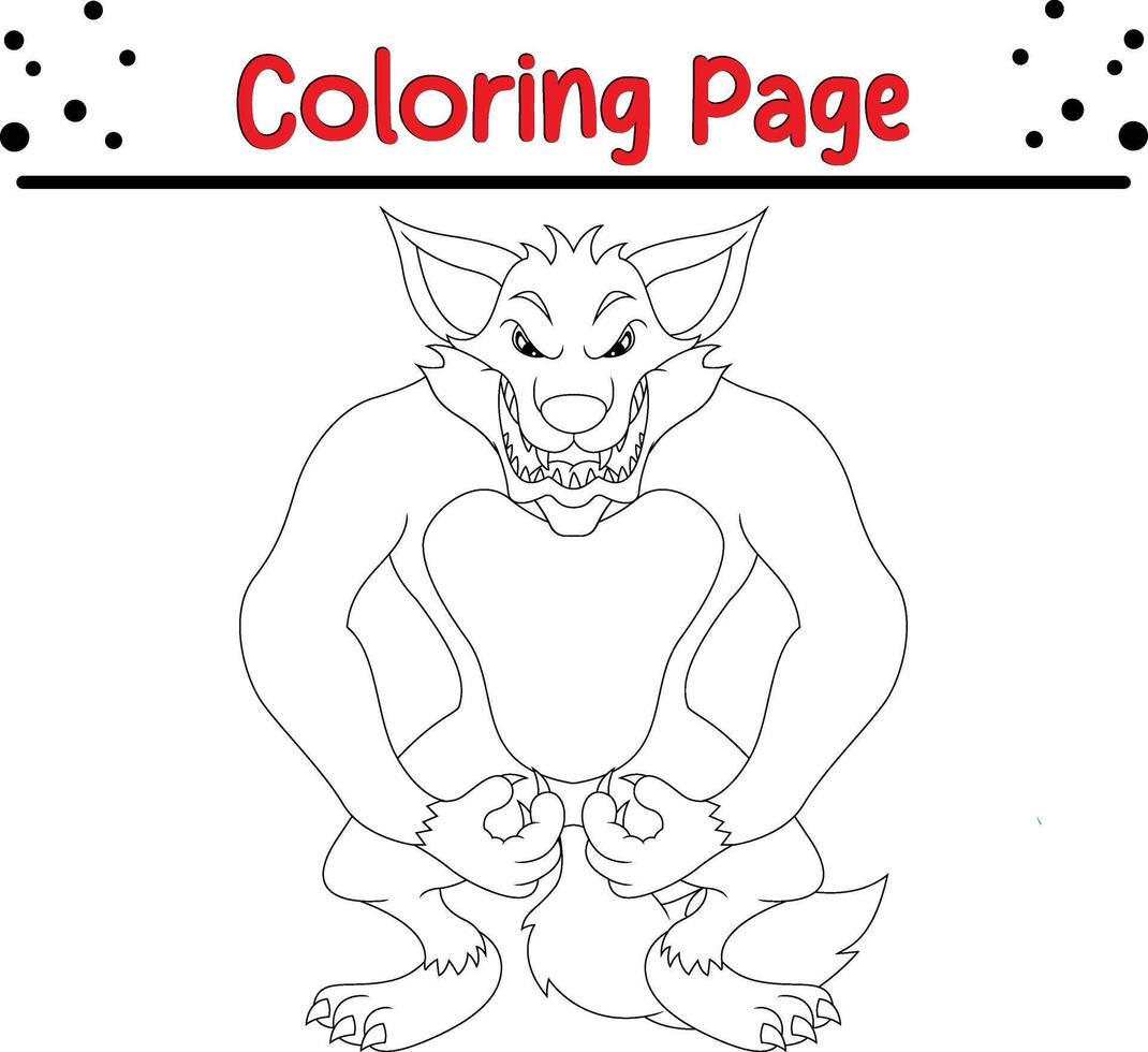 enojado lobo colorante página para niños vector