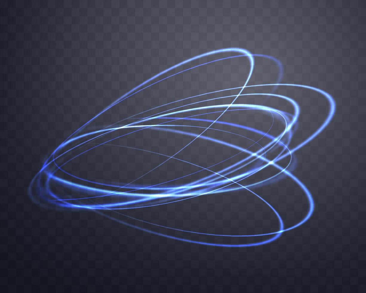 Blue magic glowing ring. Neon realistic energy flare halo ring. Abstract light effect vector