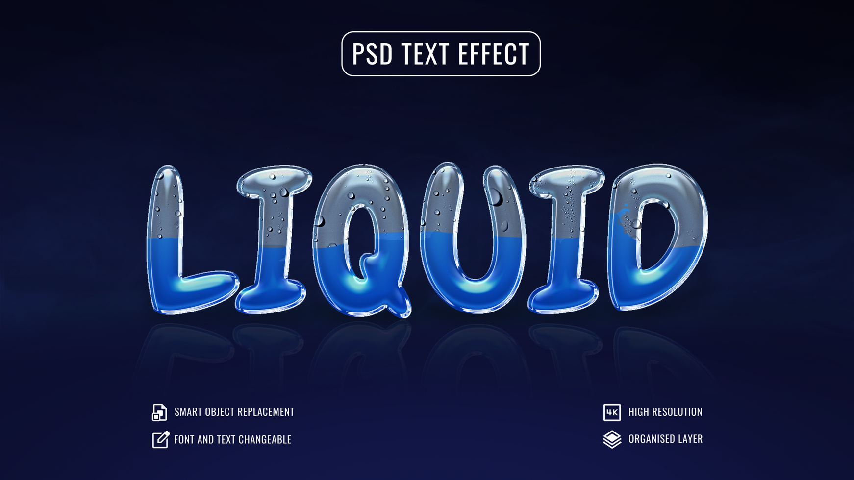 liquid tube text effect with a blue background psd