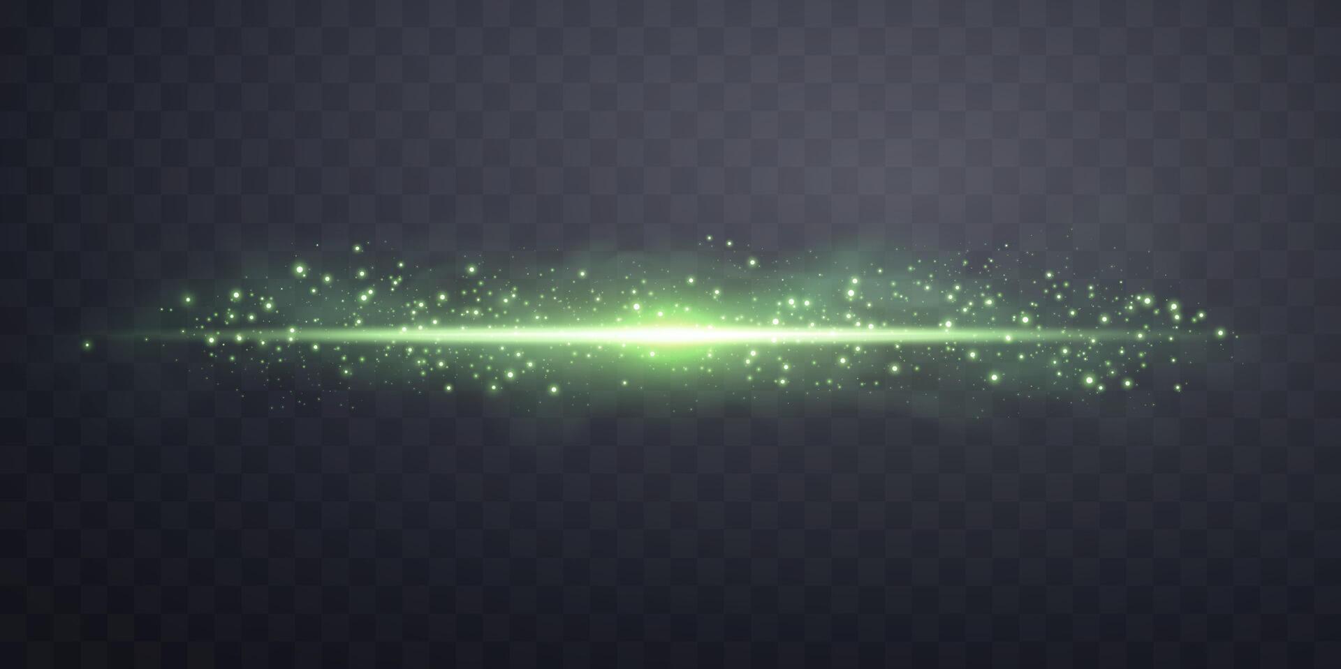 Green lens flare. Sun flash with rays or spotlight. Green glow flare light effect. vector